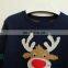 100% Cotton Royal Blue Reindeer Leaf Print Christmas Jumper