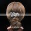 New Women Silver Bridal Wedding Flower Crystal Rhinestones Pearls Hair Clip Comb