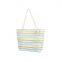 Fashion Stripe Beach Tote Bag Shoulder Shopping Bag With Cotton Rope Handle
