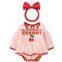 cherry printing pattern full sleeve romper Jumpsuit with headband beautiful Girls Daily Wear romper
