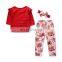 Baby Girl flower Print Outfit Toddler long sleeve tops + floral + headband Set Spring Autumn Clothing for 0-3Y