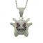 Hot sale Personality Funny Monster Elf Ghost Cartoon Micro Inlaid Purple Color Zircon Hip Hop Pendant Necklace
