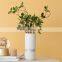 Simple Cylinder Shape White Ceramic Desktop Table Matte Vase With Gold Silver Line Gift For Wedding