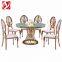 Event Party Used Round Banquet Table Gold Stainless Steel Bird Nest Design White Tempered Glass Dining Furniture Round Wedding Table