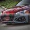 New Arrival 20-22 RS5 Style PP Car Bumpers For Audi A5 Upgrade RS5 Front Bumper Grille Flog Lamp Grille Side Skirt Rear Diffuser