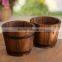 Burning Wooden Flower Planters, Barrel Type Wood Round Planter Boxes, Garden Pots Planter Barrel