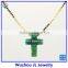 Synthetic Kiwi Green Opal Cross Pendant With 18K Plated 925 Sterling Silver Chain Necklace