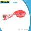 Multicolor Flat wire USB Charging data line with Mirco cable