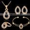 Value Selling 4 Pcs Necklace Earrings Bracelet Ring Bridal Jewelry Sets 18K Gold Plated Austrian Crystal Hot Sale