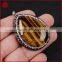 Tiger eye gemstone pendant, Pearl Jewelry & Drop Shape Tiger's Eye & Zircon Pendant Bead Silver Plated Clasp