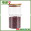 high borocilicate glass storage jar hot selling customized glass food jar with bamboo lid