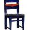 SEA BLUE VINTAGE MANGO WOOD DINING CHAIR , RETRO SOLID WOOD DINING CHAIR