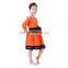 Kaiya latest orange with black bow girl dress children Halloween boutique clothing