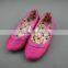 Shoes kids girls ballet flats fuchsia pink glitter shoes with PU collar pretty shoes