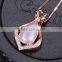 rose gold plated 925 silver natural gemstone rose quartz large sterling silver pendant