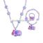 latest design beads necklace with pendant plastic bracelet set for girls charm ring necklace