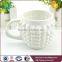 Wholesale unique embossed ceramic mug white