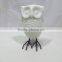 Hot selling ceramic white glazed owl with metal feet decoration
