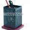 Store More Rectangle Wood Bottom Metal Mesh Pencil Holder