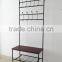 Cushion Bench Metal Foyer Hall Tree Entryway Hat Shoe Storage Coat Rack