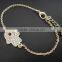 rhinestone paved hamsa hand fatima hand evil eye charm bracelet high quality goldfill chain bracelet
