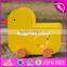 New design lovely duck shape wooden pull car toy for toddlers W05B158