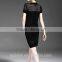 Sexy women hollow out knitting pencil wrap dress o-neck bodycon short sleeve dress causal dress for women