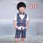 summer boy's check two -piece short sleeve suit fashion new boy suit