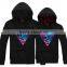 Zhejiang Clothing Factory Custom Made Printed 65% Cotton 35% Polyester Couple Lover Hooded Sweatshirt
