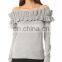 Ladies Sexy Knitted Women Off Shoulder Sweater With Lace