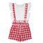 RTS  Pearl Sleeve Shirt And Suspender Pant Summer Clothes Baby Girls' Clothing Sets