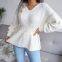 Autumn and winter lantern sleeves waist hem ruffle knitted sweater