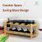 Bamboo Wine Rack 8 Bottle 2 Tier Wine Racks Bar Counter Cabinet Wine Glass Holder Storage Shelf for Kitchen