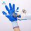 Custom Logo Blue White Coated Oil Wet Grip Work Gloves Rubber Nitrile Palm Dipped Safety Glove for Mechanic Construction