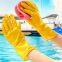 1pair Yellow Cleaning Dish Gloves, Professional Natural Rubber Latex Gloves, Kitchen Dishwashing Gloves