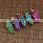 JF6826 Hot sale sparkly natural crystal quartz arrowhead druzy pendants,drusy arrow pendants