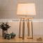 Wooden table light for edision bulb Fabric Wooden Base Table Lighting
