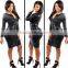 2015 dresses Imitation Leather Long Sleeve Zip Snake Plus Size Sexy Women's Tight Dress