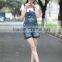 Korean Style Loose Ripped Denim Overalls Casual Denim Short Pants Suspenders Rompers Women Jeans