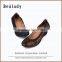 New hot sale soft rubber outsole printed suede leather low thick heel shoes ladies