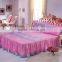 Home Bedding Polyester Floral Design Grey Pink Bed Skirt