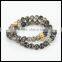 kjl-cst 125 Fashion silver/gold plated skull head men bracelet natural crack agate round stone beads women bracelet
