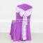 Purple ruffled spandex chair cover for banquet chair