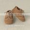 lace up rubber sole suede leather baby shoes with lace