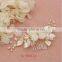 Stunning Clear Crystal Flower and Leaves Pearls Wedding Hair Comb Bridal Hair accessorie can be gold or silver plated