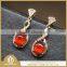 925 sterling silver genuine garnet earrings with cz diamond stone for ladies