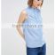 100% Cotton Ruffle Details Neck Sleevelss 2016 Summer designer blouses pictures Wholesale