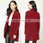OEM High Quality Women Fashion Long Sleeve Plain Dyed Cotton Brushed Shawl Collar Cardigan Sweaters
