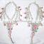 Silver tone Pink crystal pearl Anklets toe ring barefoot sandal PAYAL