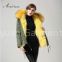 Fashionable winter women real yellow fox fur jacket with fur inside and fur collar mens coat